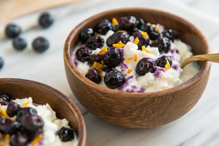 Healthy cottage cheese and blueberry snack Healthy cottage cheese and blueberry snack